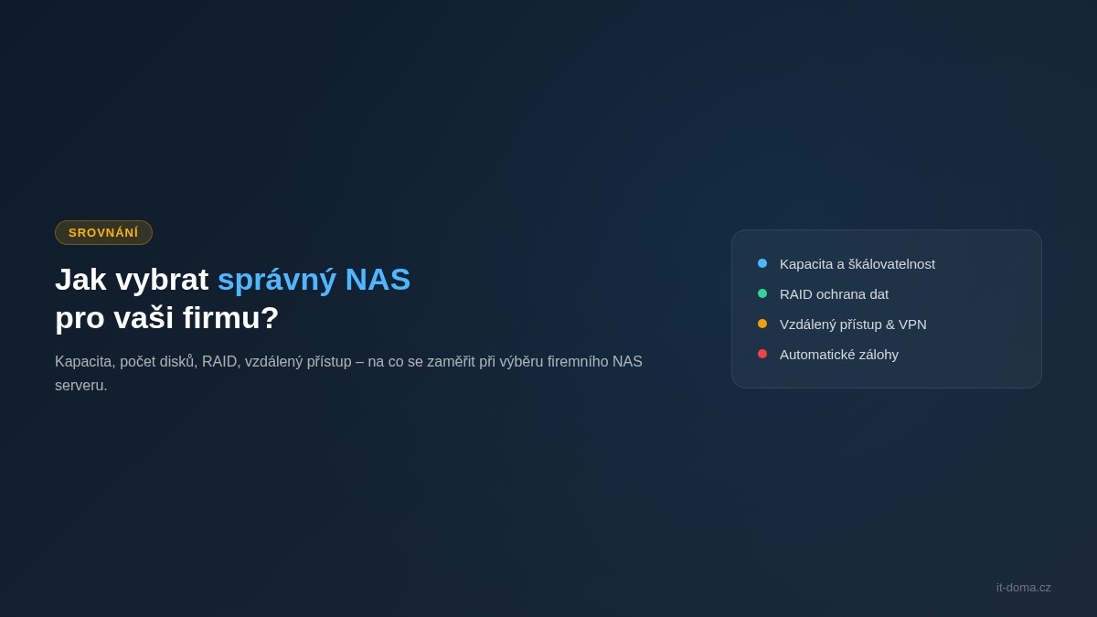 Jak vybrat správný NAS server pro firmu – klíčové parametry