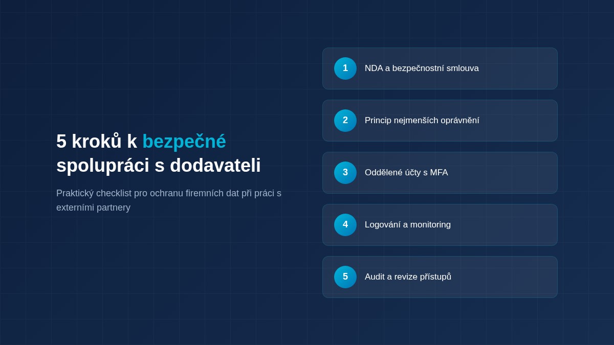 5 kroků k bezpečné spolupráci s dodavateli – IT bezpečnost