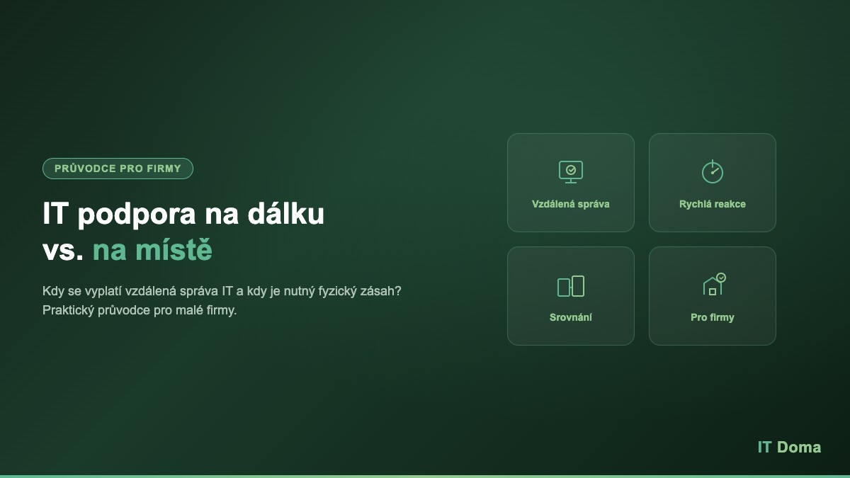 IT podpora na dálku vs. na místě – srovnání pro malé firmy
