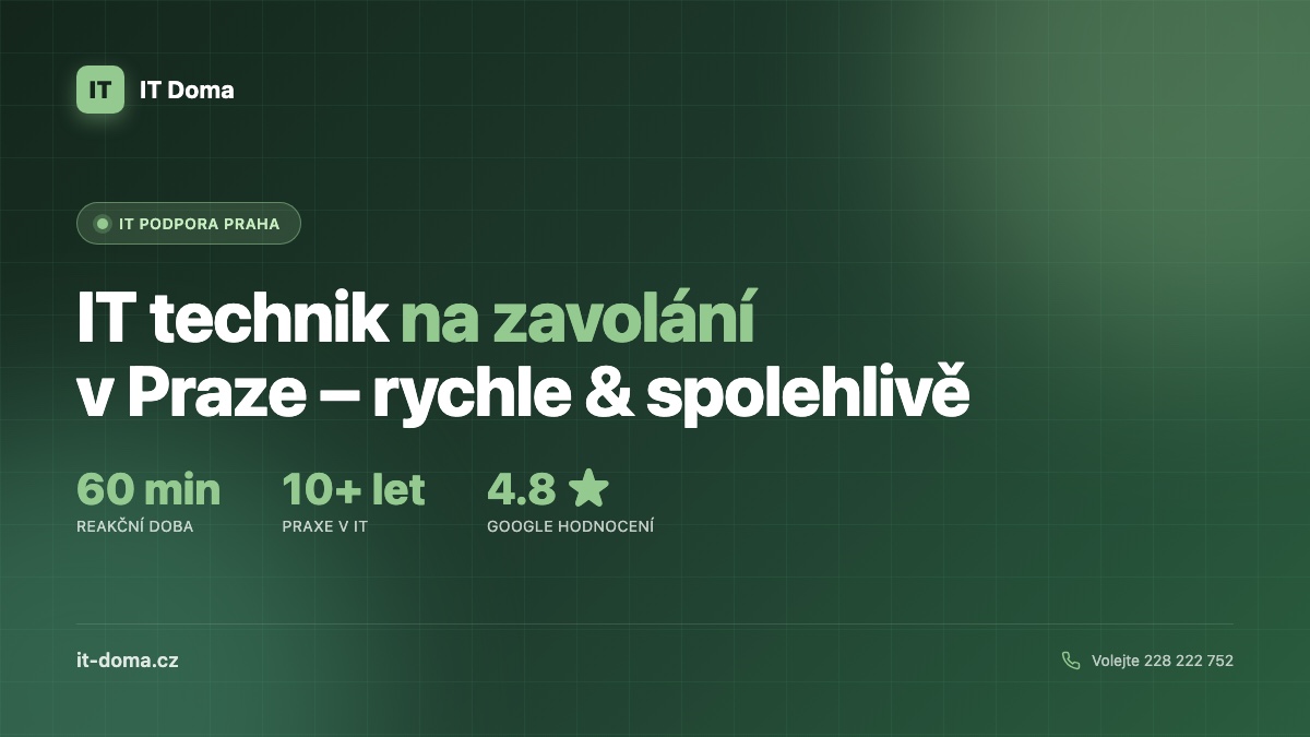 IT technik na zavolání Praha – rychlá pomoc pro firmy i domácnosti od IT Doma
