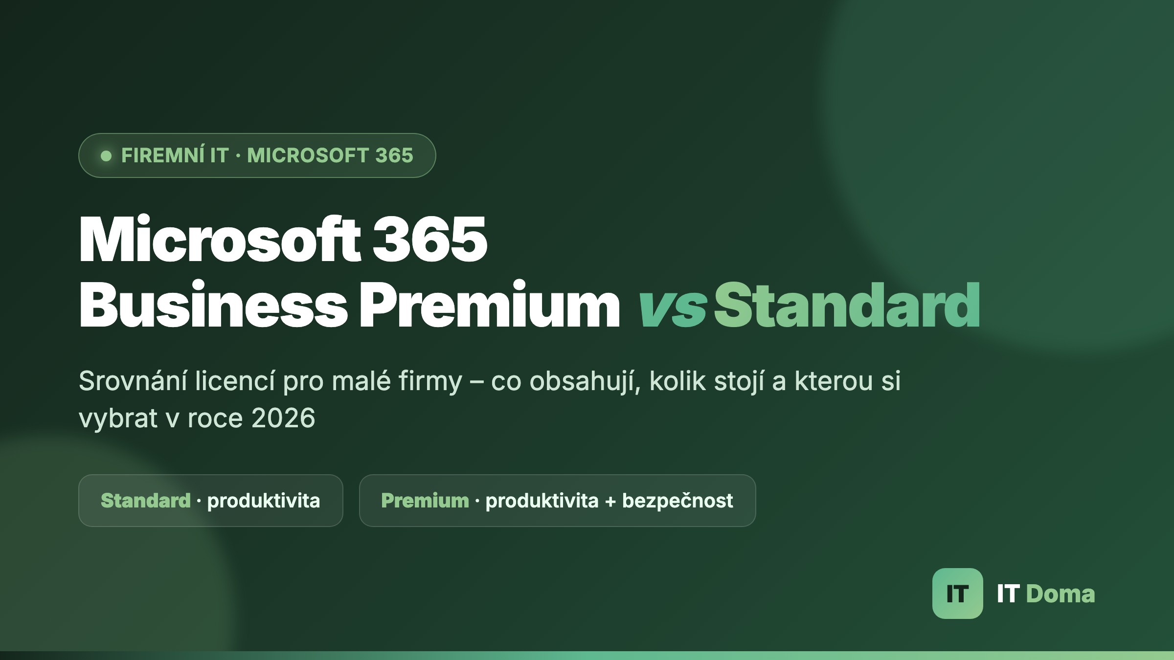 Microsoft 365 Business Premium vs Standard srovnání licencí pro malé firmy