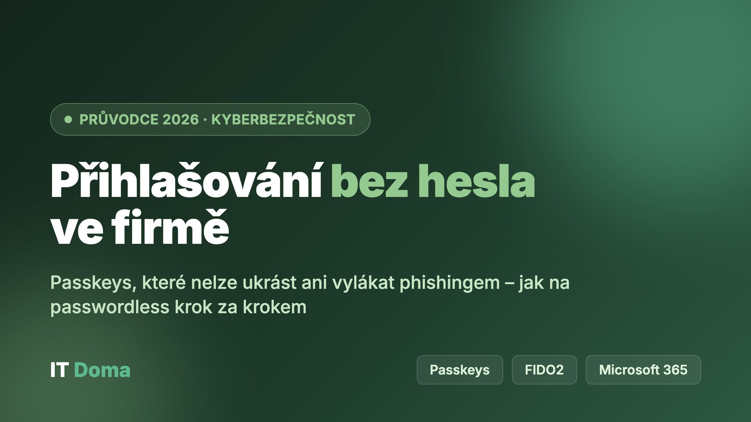 Přihlašování bez hesla passkeys ve firmě – FIDO2 a Microsoft 365