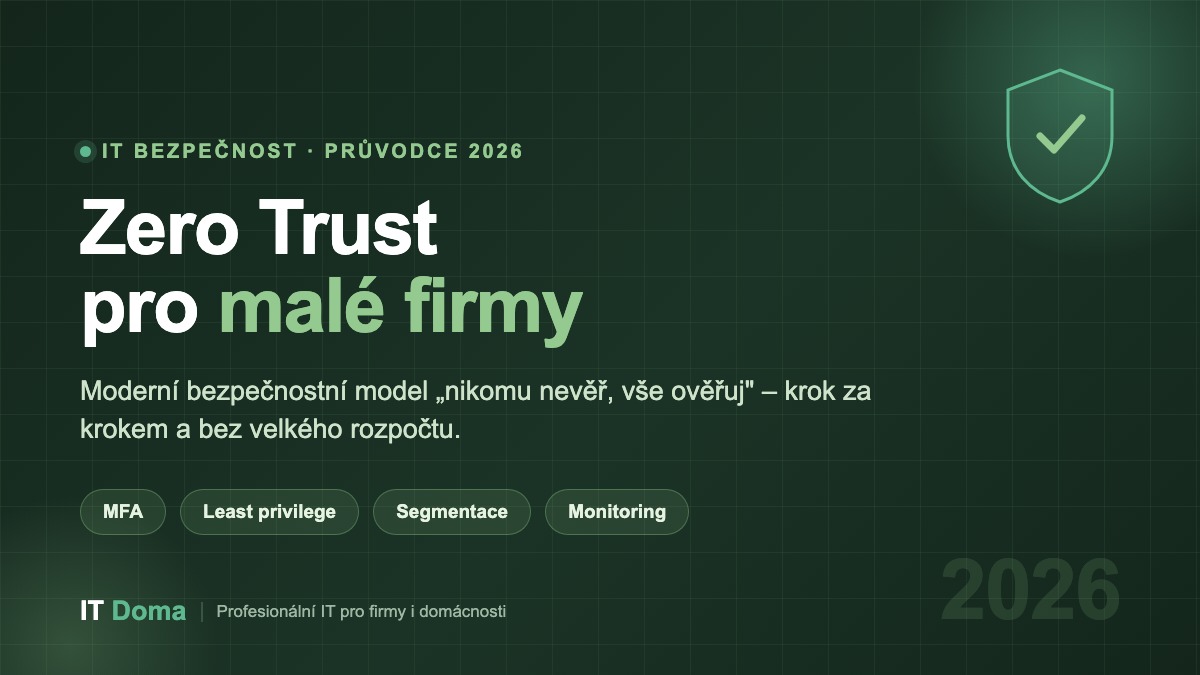 Zero Trust pro malé firmy – moderní bezpečnostní model nikomu nevěř, vše ověřuj