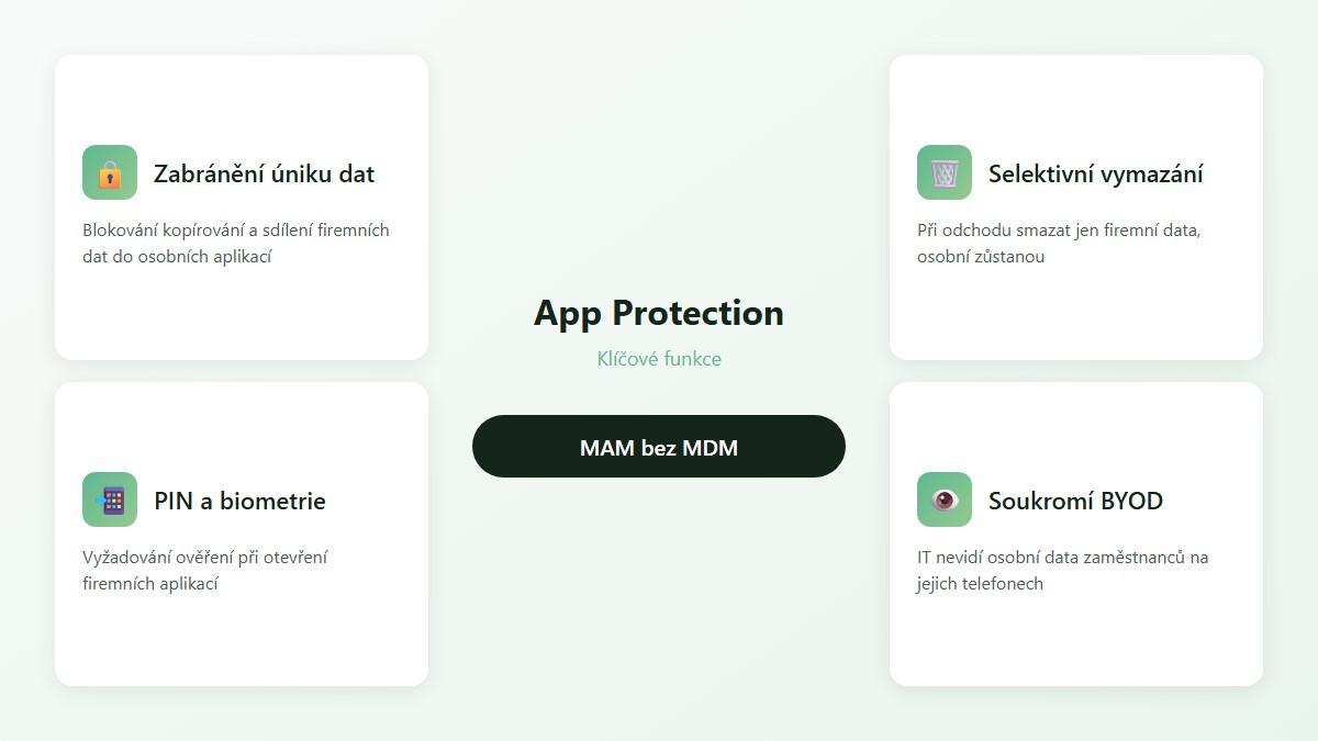 App Protection Policies - klicove funkce MAM