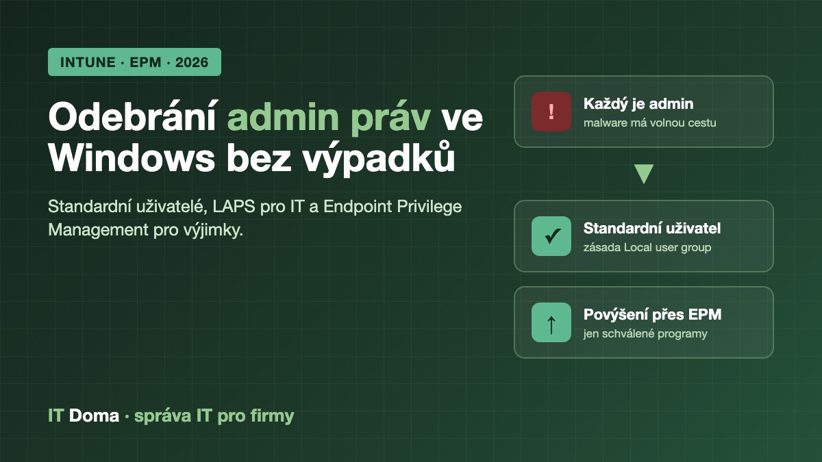 Odebrání lokálních administrátorských práv ve Windows přes Intune a EPM