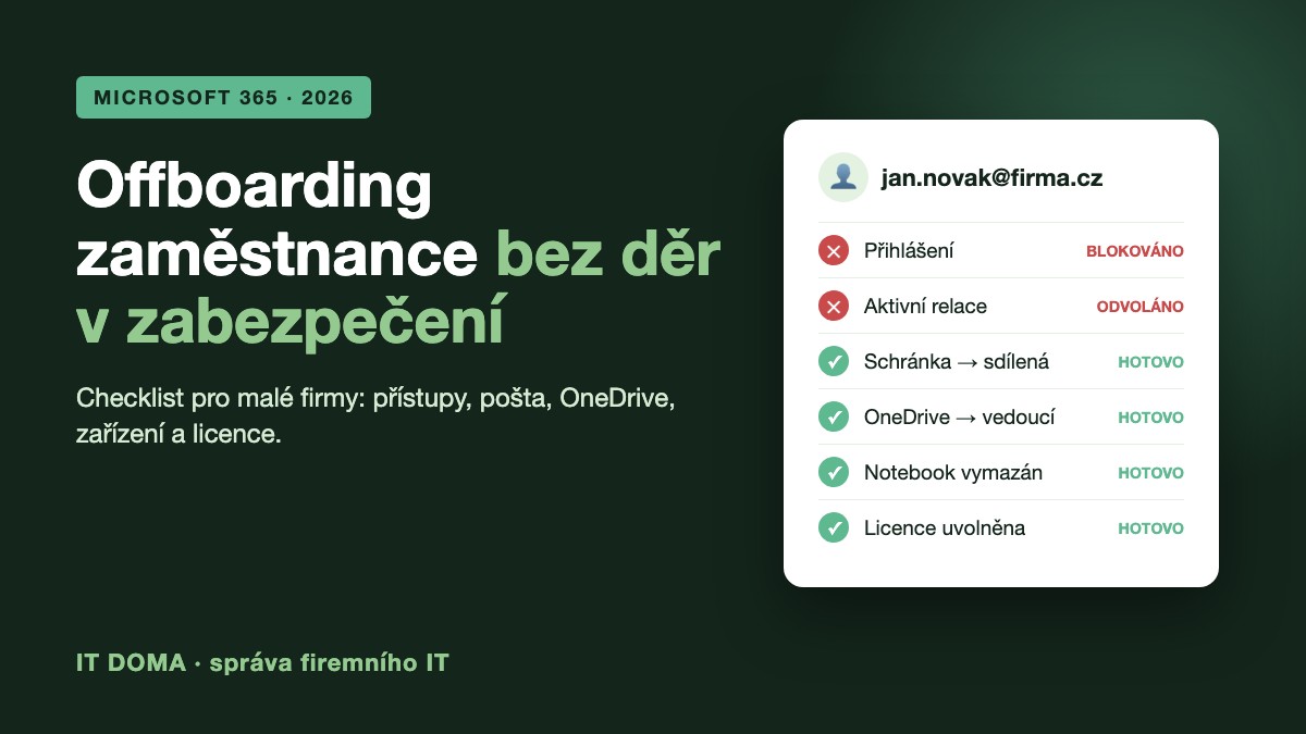 Offboarding zaměstnance v Microsoft 365 – checklist pro malé firmy 2026