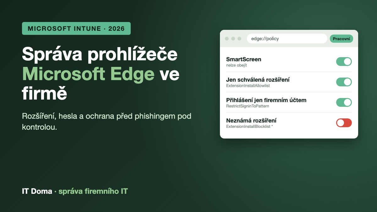 Správa prohlížeče Microsoft Edge přes Intune pro malé firmy 2026